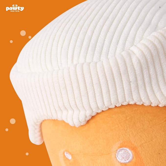 Pawty Beer Plush Dog Toy - Cute Unique Dog Parody Toy with Squeaker - Funny Alcohol Dog Toy - Gift for Puppy Birthday - Chew Toy for Small Medium Dog