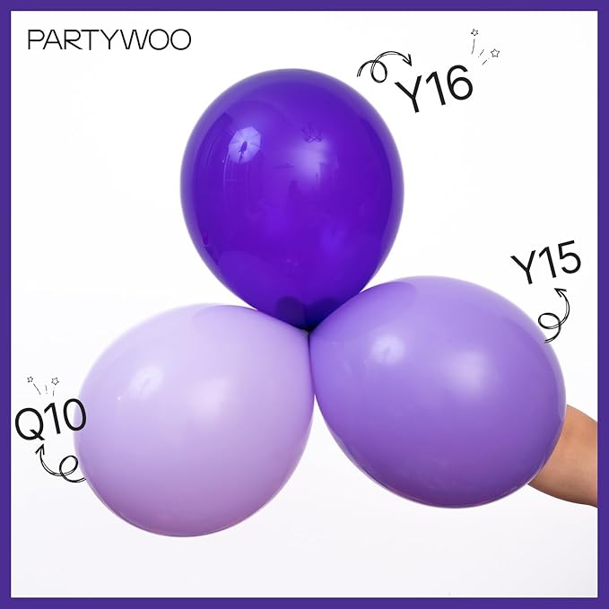 PartyWoo Pastel Purple Balloons 127 pcs Different Sizes Pack of 36 18 12 10 5 Inch Light Pastel Purple Lavender Lilac Balloon Arch Kit Garland for Baby Shower Birthday Party Decorations Purple-Q10