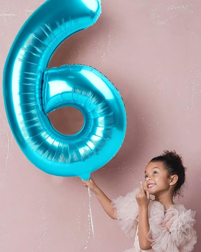 40 Inch Number 7 Balloon, 6 7 Birthday Decorations, Light Blue Seven Birthday Decor, 7 17 27 70 Year Old Balloon Number for Engagement, Wedding, Graduations