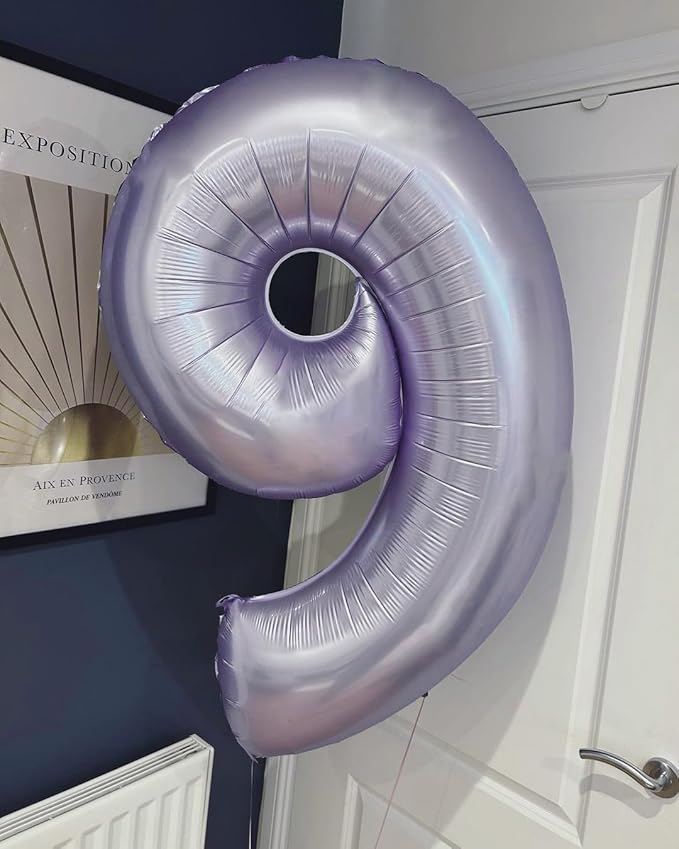 40 Inch Cream Purple Numbers 9 Balloon, Balloons Decorations for 9 19 90 Birthday Party, Engagement, Wedding, Graduations, Photo Shoot Supplies