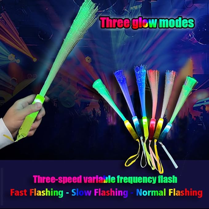 Color Handheld LED Fiber Optic Light Set - with 3 Variable Frequency Flicker Modes, Seven Light Color Changes-Suitable for Bar, Party, Concert and Other Cheering Props (36 PCS)