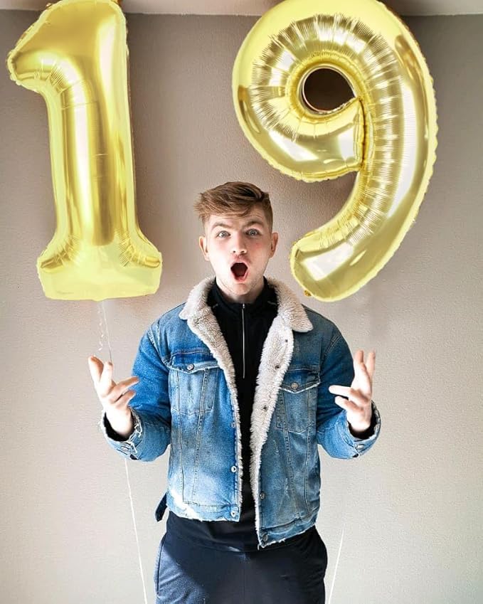 40 Inch Light Gold Numbers 9 Balloon, Balloons Decorations for 9 19 90 Birthday Party, Engagement, Wedding, Graduations, Photo Shoot Supplies