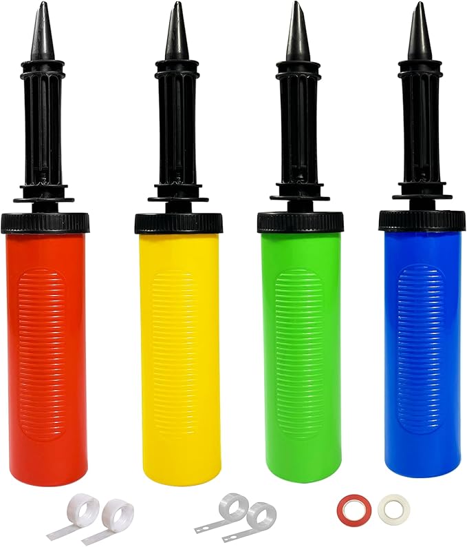4pcs Balloon Pump Hand Held Inflator Air Pump for Balloons, 4 Random Color, Friends can Help Easy to Use for Party Birthday Decorations