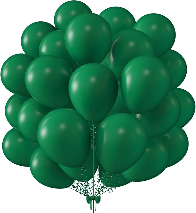 KALOR 12 Inch Dark Green Balloons, 50 Pcs Latex Helium Balloons for Kid's Birthday Party, Baby Shower, Wedding, Graduate Party Decorations