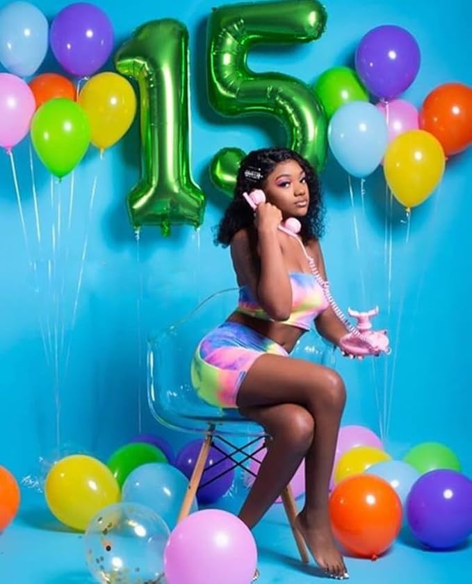 Balloon Numbers 40 Inch 5 Ballon for 5th Birthday Decorations, 15 25 35 50 Big Dark Green Number Balloons for Wedding Photo Shoot Party Decor