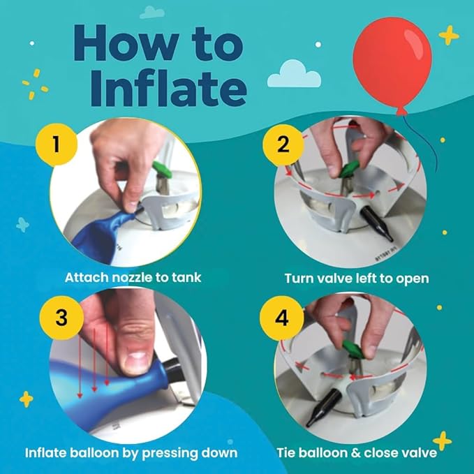 Airloons Purified Helium Tank - Inflate up to 30 Latex Balloons | 7 cu. ft. Helium Tank for Balloons at Home | Balloon Pump Kit for Birthday Decorations, Valentine's Day Home Decorations