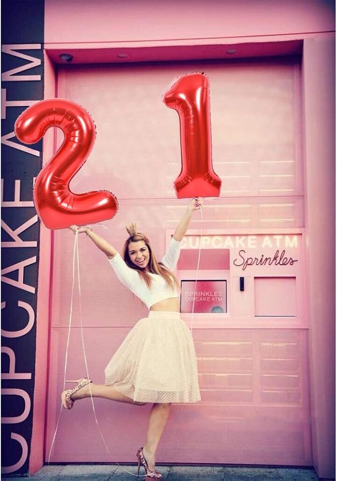 TONIFUL 40 Inch Red Large Numbers Balloons 0-9, Number 5 Digital 5 HeliumFoil Mylar Big Number Balloons for 2026 New Year Eve Graduation Valentine's Day Birthday Party Anniversary Party Decoration