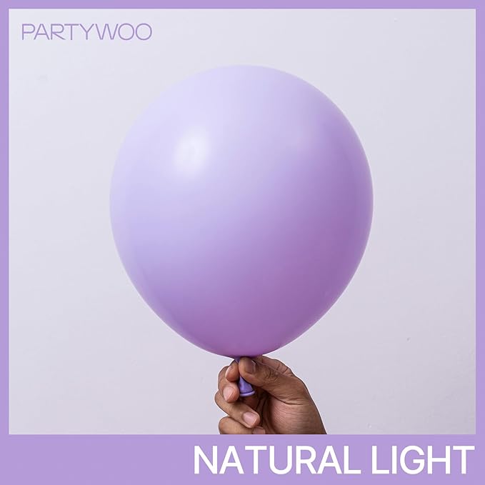 PartyWoo Pastel Purple Balloons 127 pcs Different Sizes Pack of 36 18 12 10 5 Inch Light Pastel Purple Lavender Lilac Balloon Arch Kit Garland for Baby Shower Birthday Party Decorations Purple-Q10