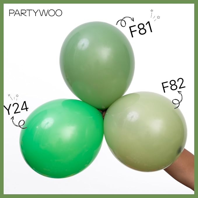 PartyWoo Pink and Green Balloon Arch Kit Garland 142pcs Different Sizes of 18 12 10 5 Inch Metallic Gold Baby Pink Sage Green Sand White Nude Gold Confetti Balloons for Birthday Party Decorations