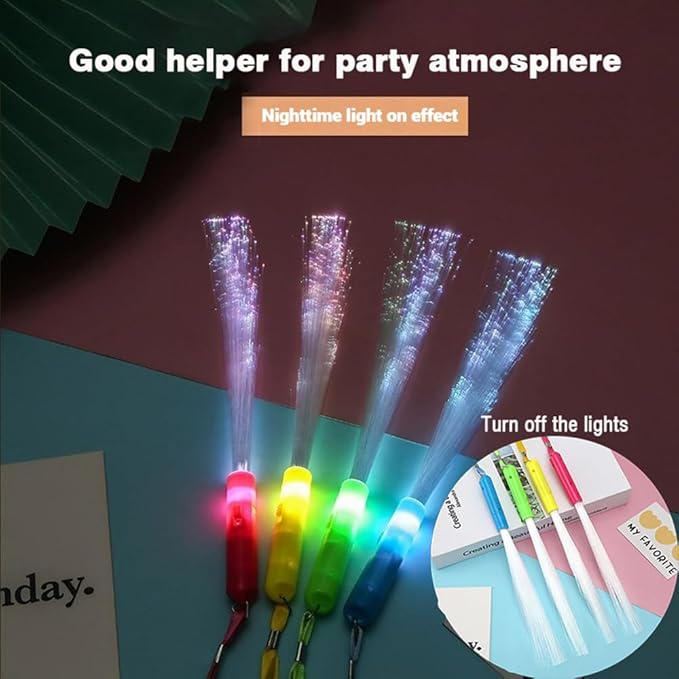 Color Handheld LED Fiber Optic Light Set - with 3 Variable Frequency Flicker Modes, Seven Light Color Changes-Suitable for Bar, Party, Concert and Other Cheering Props (36 PCS)