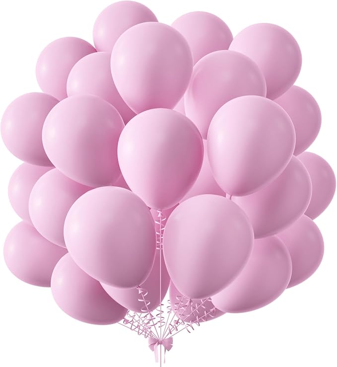 KALOR 12 Inch Light Pink Balloons, 50 Pcs Latex Helium Balloons for Kid's Birthday Party, Baby Shower, Wedding, Graduate Party Decorations