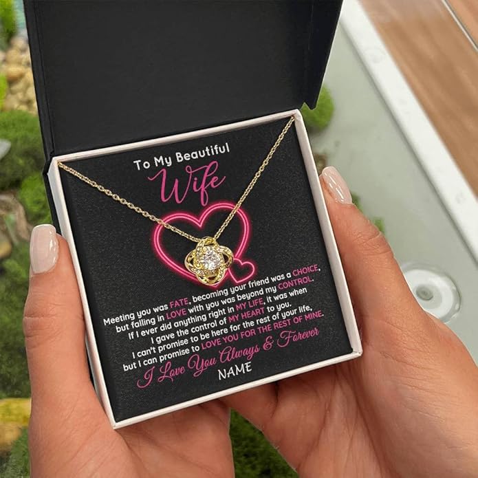 Yametee Personalized To My Wife Necklace From Husband I Love You More Wife Birthday Anniversary Wedding Valentines Christmas Customized Message Card