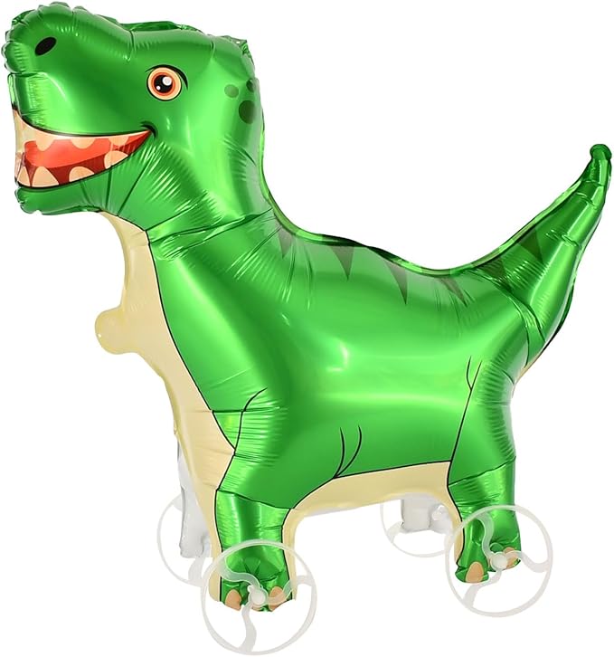 Walking Dinosaur Foil Balloons With Wheels Standing pet Dinosaur animal balloon Cute Dino Mylar Balloons for Jungle Safari baby Shower Animal Theme Birthday Party Decorations Supplies