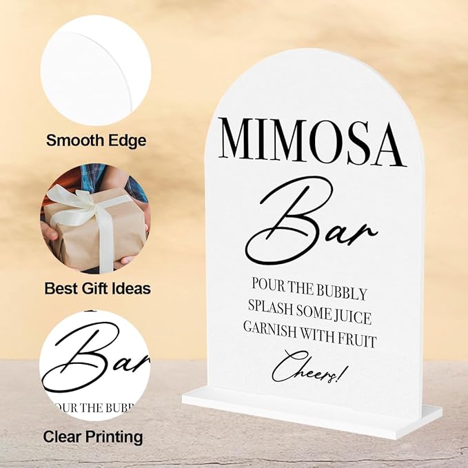Mimosa Bar Sign, Mimosa Bar Sign for Wedding Engagement Baby Shower Reception Drinks Table Desk Decor Acrylic Sign