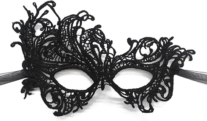 TFTSR Masquerade Masks for Women Couples & Men - Venetian Dress & Mardi Gras Mask in Gold & Black Lace Adults Party Costume