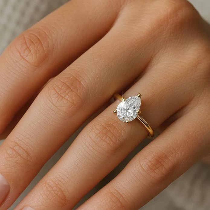 1 Carat - 5 Carat Fancy Cut Lab Grown Diamond Prong-Set Solitaire Ring | 14K White and Yellow Gold Engagement Band Ring | D-F Color and VS1 Clarity