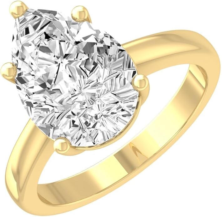 1 Carat - 5 Carat Fancy Cut Lab Grown Diamond Prong-Set Solitaire Ring | 14K White and Yellow Gold Engagement Band Ring | D-F Color and VS1 Clarity