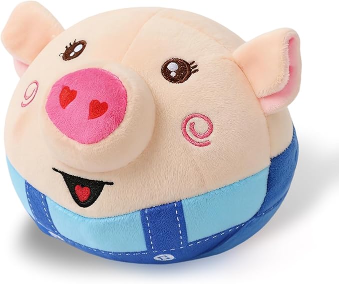 Interactive Dog Toys, Jumping Pig Dog Toys with Bounce, Recording and Music Modes, Active Moving Pet Plush Toy, Washable Cartoon Pig Plush Toy for Puppies/Small/Medium/Large Dogs (Blue)