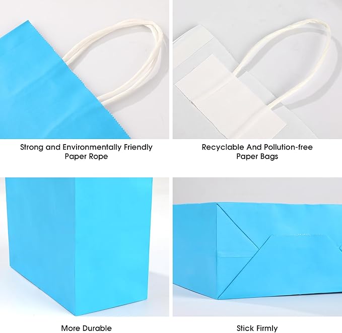 XPCARE 32Pcs Paper Gift Bags, 6.3"x3.15"x8.66" Kraft Paper Party Favor Bags Bulk Rainbow Goodie Bags Small Gift Bags with Handles for Kids Birthday Baby Shower Crafts Wedding Party Supplies (6 Colors)