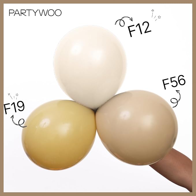 PartyWoo Neutral Balloon Arch Kit Garland 142pcs Different Sizes of 18 12 10 5 Inch Off White Sand Cream Ivory Gold Confetti Boho Balloons for Bridal Baby Shower Engagement Birthday Party Decorations
