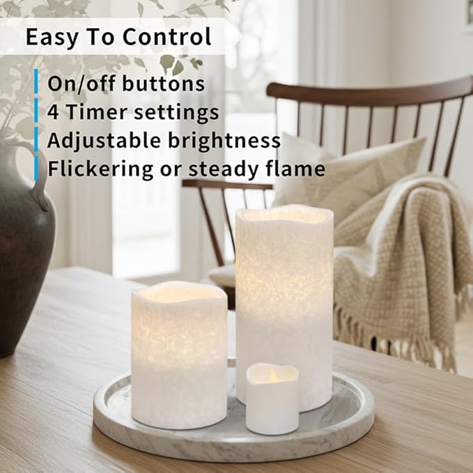 FURORA LIGHTING LED Flameless Candles with Remote Control, White in Set of 8, Real Wax Battery Operated Pillars and Votives LED Candles with Flickering Flame and Timer Featured