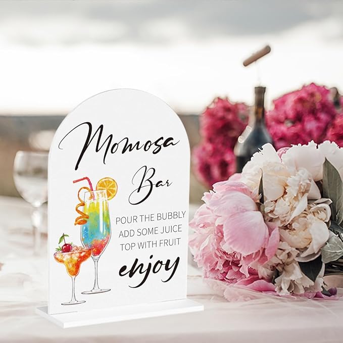 Momosabar Baby Shower Sign, Mom-osa Bar Baby Shower Drinks Table Desk Decor Acrylic Sign