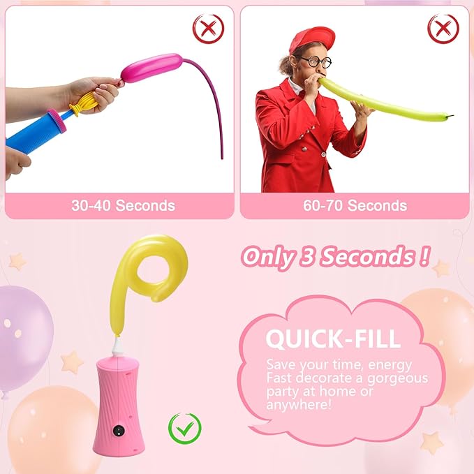 IDAODAN Balloon Pump Electric, Balloon Air Pump for Animal Balloons Long Balloons Pump for Balloon Animals, Twisty Curly Balloons Pump Electric