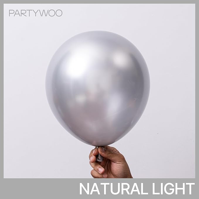 PartyWoo Metallic Silver Balloons, 127 pcs Silver Balloons Different Sizes Pack of 36 18 12 10 5 Inch Silver Balloons Arch Kit Balloon Garlandfor Birthday, Graduation, Party Decorations, Silver-G102