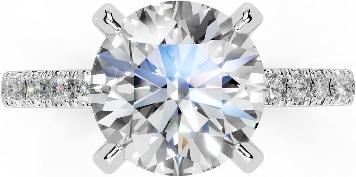 1-5 Carat 14K 18K Gold Platinum Classic Pave Band with Round Cut Lab Grown Diamond Ring, Engagement, Anniversary, Wedding, IGI Certified, Promise Rings for Women (1-5 Ct, F-G Color, VS1-VS2 Clarity)