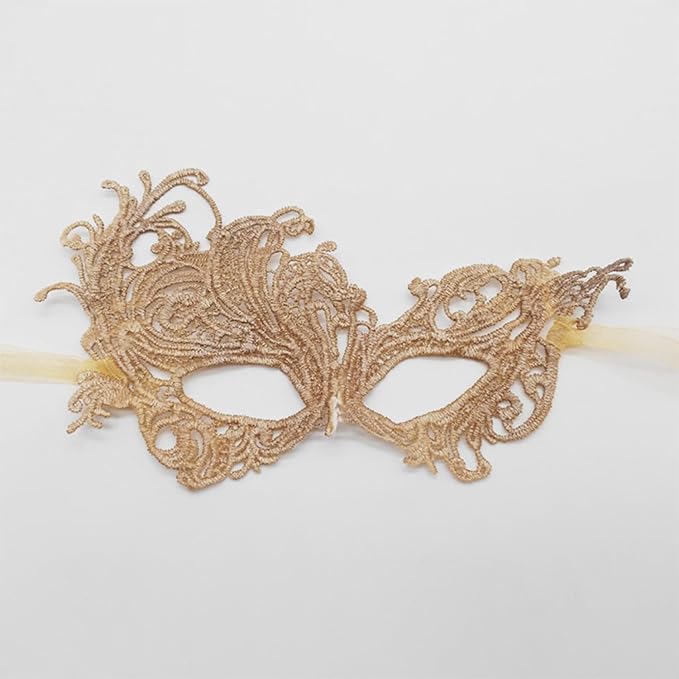 TFTSR Masquerade Masks for Women Couples & Men - Venetian Dress & Mardi Gras Mask in Gold & Black Lace Adults Party Costume