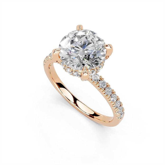 1-5 Carat 14K 18K Gold Platinum Classic Pave Band with Round Cut Lab Grown Diamond Ring, Engagement, Anniversary, Wedding, IGI Certified, Promise Rings for Women (1-5 Ct, F-G Color, VS1-VS2 Clarity)