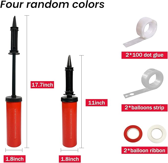 4pcs Balloon Pump Hand Held Inflator Air Pump for Balloons, 4 Random Color, Friends can Help Easy to Use for Party Birthday Decorations