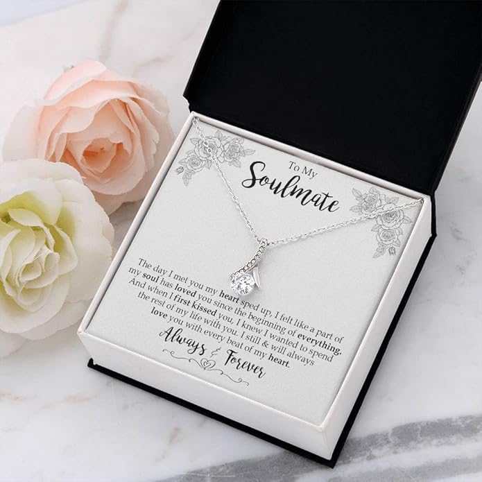 Soulmate Keepsake Gift to My Soulmate Necklace Wife Girlfriend Soulmate Gifts For Women, Funny Gifts For Girlfriend, Personalized Presents Wife Fiancée - Anniversary, Soul Mates Gift, Soulmate Jewelry