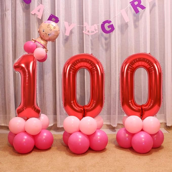 TONIFUL 40 Inch Red Large Numbers Balloons 0-9, Number 2 Digital 2 HeliumFoil Mylar Big Number Balloons for 2026 New Year Eve Graduation Valentine's Day Birthday Party Anniversary Party Decoration