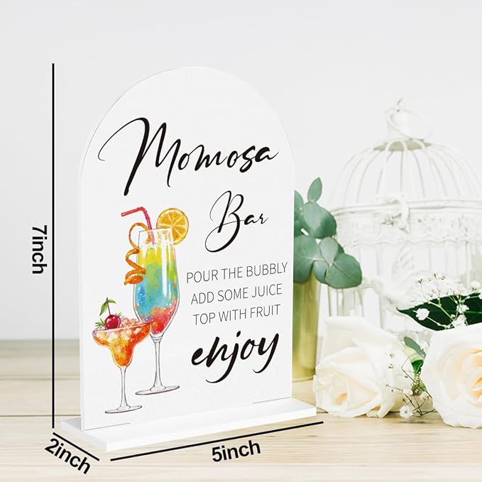 Momosabar Baby Shower Sign, Mom-osa Bar Baby Shower Drinks Table Desk Decor Acrylic Sign