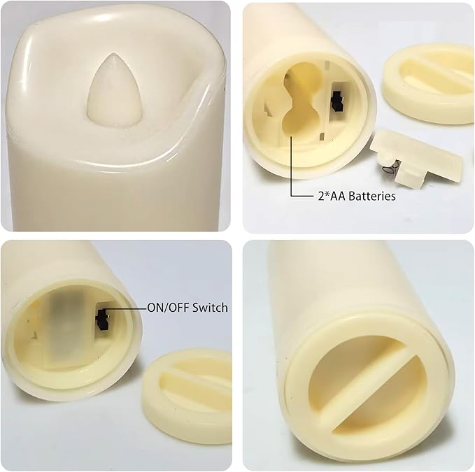 3 Pack LED Battery Operated Candles 2"x4"/5"/6" Plastic Flickering Flameless Candles with Timer Outdoor Waterproof Wedding Party Halloween Christmas Decoration Gifts Realistic Slim Pillar Candles