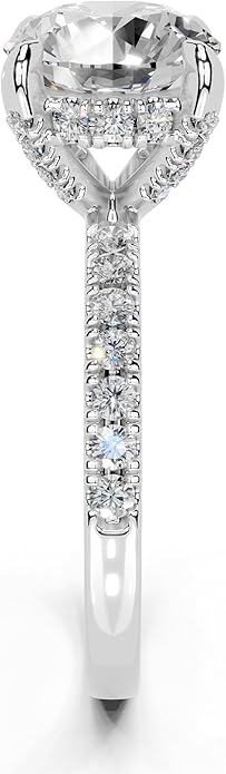 1-5 Carat 14K 18K Gold Platinum Classic Pave Band with Round Cut Lab Grown Diamond Ring, Engagement, Anniversary, Wedding, IGI Certified, Promise Rings for Women (1-5 Ct, F-G Color, VS1-VS2 Clarity)