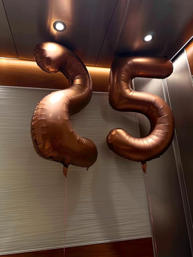 Balloon Numbers 40 Inch 5 Ballon for 5th Birthday Decorations, 15 25 35 50 Big Coffee Brown Number Balloons for Wedding Photo Shoot Party Decor