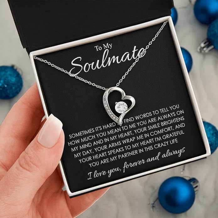 Soulmate Keepsake Gift to My Soulmate Necklace Wife Girlfriend Soulmate Gifts For Women, Funny Gifts For Girlfriend, Personalized Presents Wife Fiancée - Anniversary, Soul Mates Gift, Soulmate Jewelry