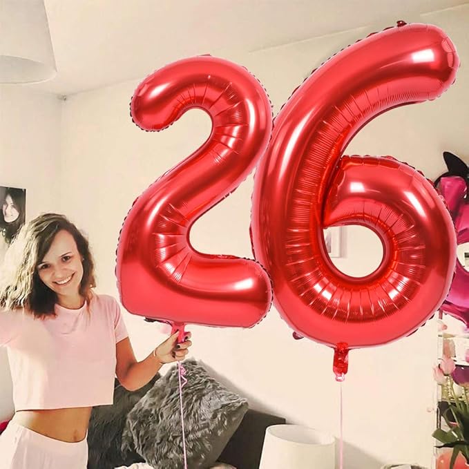 TONIFUL 40 Inch Red Large Numbers Balloons 0-9, Number 1 Digital 1 HeliumFoil Mylar Big Number Balloons for 2026 New Year Eve Graduation Valentine's Day Birthday Party Anniversary Party Decoration