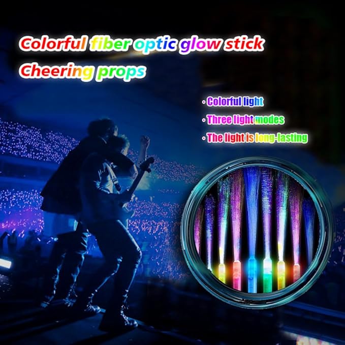 Color Handheld LED Fiber Optic Light Set - with 3 Variable Frequency Flicker Modes, Seven Light Color Changes-Suitable for Bar, Party, Concert and Other Cheering Props (36 PCS)