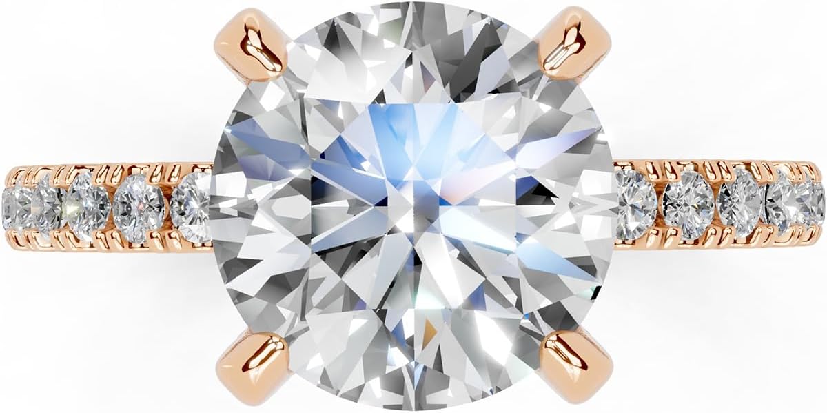 1-5 Carat 14K 18K Gold Platinum Classic Pave Band with Round Cut Lab Grown Diamond Ring, Engagement, Anniversary, Wedding, IGI Certified, Promise Rings for Women (1-5 Ct, F-G Color, VS1-VS2 Clarity)