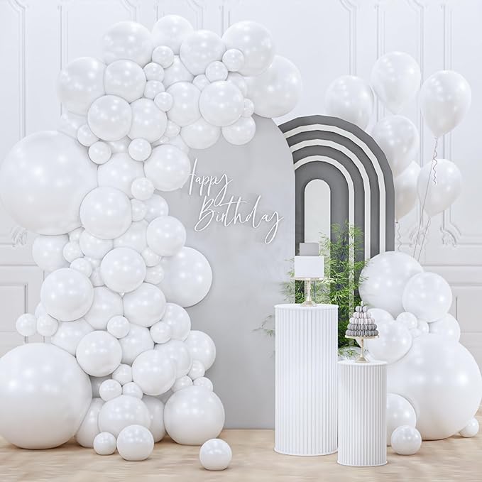 PartyWoo Pearl White Balloons 85 pcs Different Sizes Pack of 18 12 10 5 Inch White Latex Balloon Arch Kit Garland for Wedding Bridal Graduation Baby Shower Birthday Party Decorations White-Z30