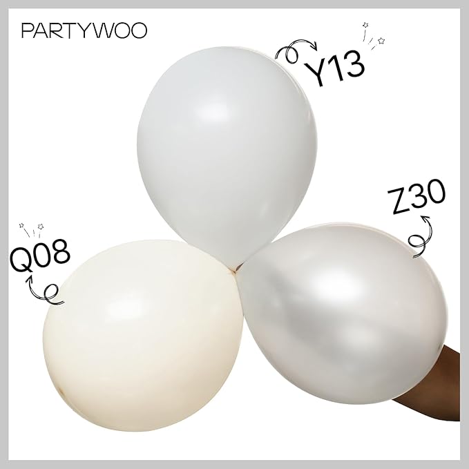 PartyWoo Pearl White Balloons 85 pcs Different Sizes Pack of 18 12 10 5 Inch White Latex Balloon Arch Kit Garland for Wedding Bridal Graduation Baby Shower Birthday Party Decorations White-Z30