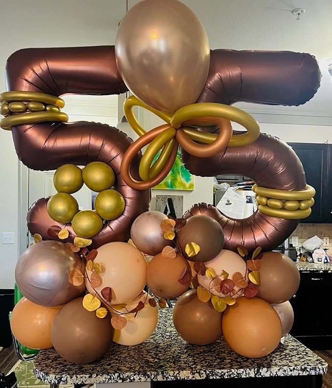 Balloon Numbers 40 Inch 5 Ballon for 5th Birthday Decorations, 15 25 35 50 Big Coffee Brown Number Balloons for Wedding Photo Shoot Party Decor