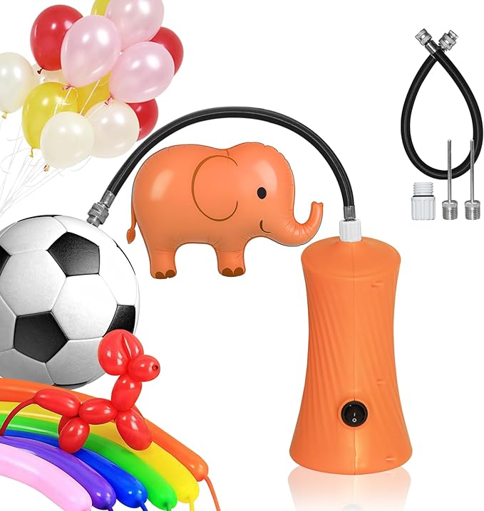 260 Balloon Pump Electric, Portable Automatic Dual Nozzle Inflator with Tying Tools for Long Animal Balloons Birthday Gender Reveal Baby Shower Balloons Party Decorations