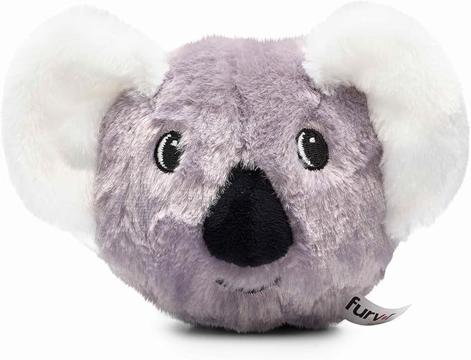 Flourish Pets 2in1 Tough Durable Dog Chew Toy with Non-Toxic BPA Free Rubber&Double Stitched Soft Fabric Exterior Squeaky Indestructible Dog Toy for Aggressive Chewers-Single Pack,Koala Prickles(4'')