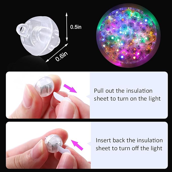 ZGWJ 50PCs Mini Led Lights for Paper Lantern, Led Balloons Light up Balloons for Neon Party Lights Easter Eggs Christmas Halloween Birthday Party Wedding Decoration