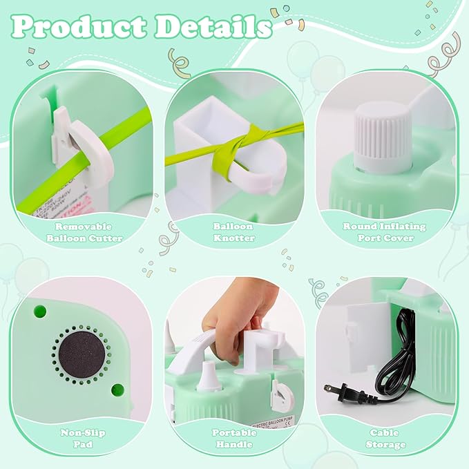 AXHJ Electric Balloon Pump, Portable Electric Air Balloon Pump Dual Nozzle Air Blower Pump AC110V