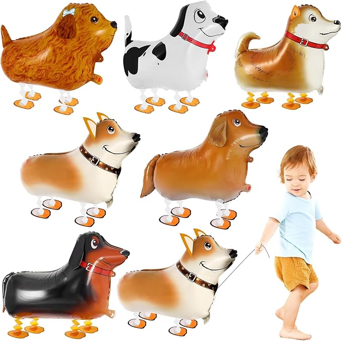 6 Pcs Walking Dogs Balloons,Dog Party Decorations,Walking Animal Balloons Dog Birthdays Parties Supplies for Kids Animal Puppy Theme Birthday Party Decor